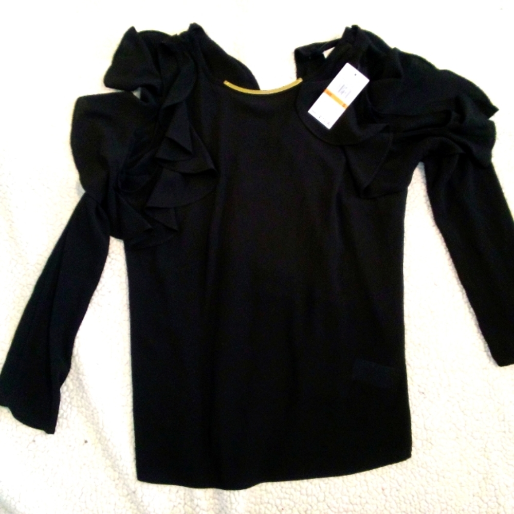 MICHAEL KORS Cold Shoulder Ruffled Top